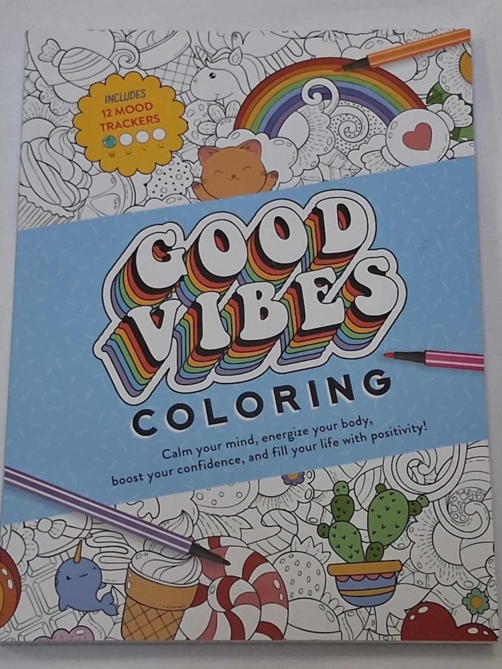 New Good Vibes Coloring Book 50 Coloring Pages 12 Bonus Mood Trackers